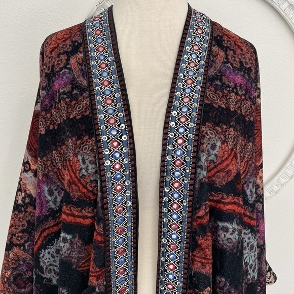 Soft Surroundings Velvet Kimono Wrap One Size Open Front Topper Jacket Boho - Picture 3 of 16